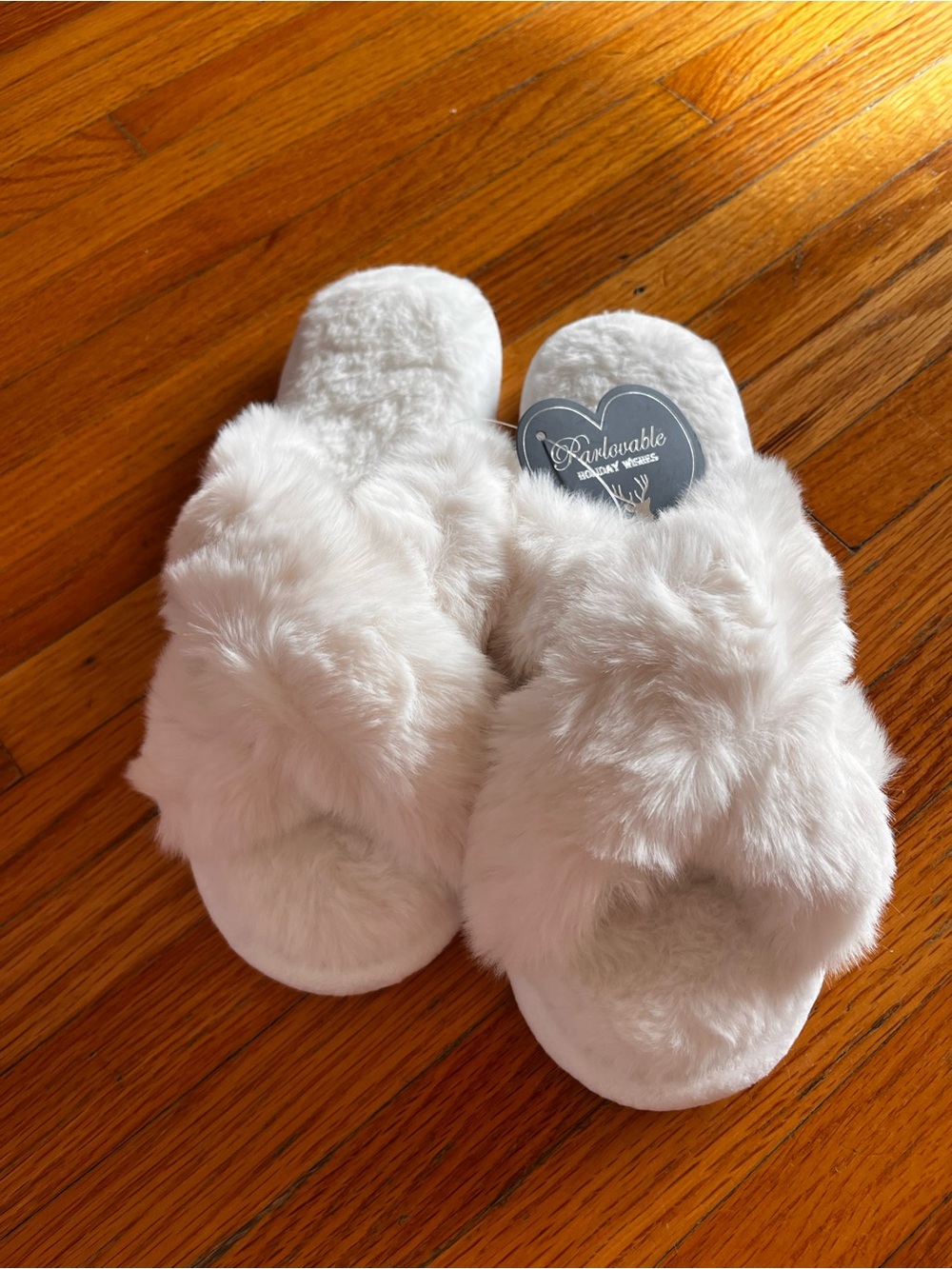 White Faux Fur Slide Slippers